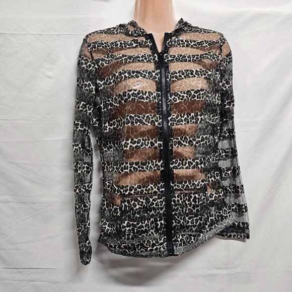 Hendi Tops - Hendi Full Zip Mesh Hoodie Jacket Women Size M/L Semi Sheer
